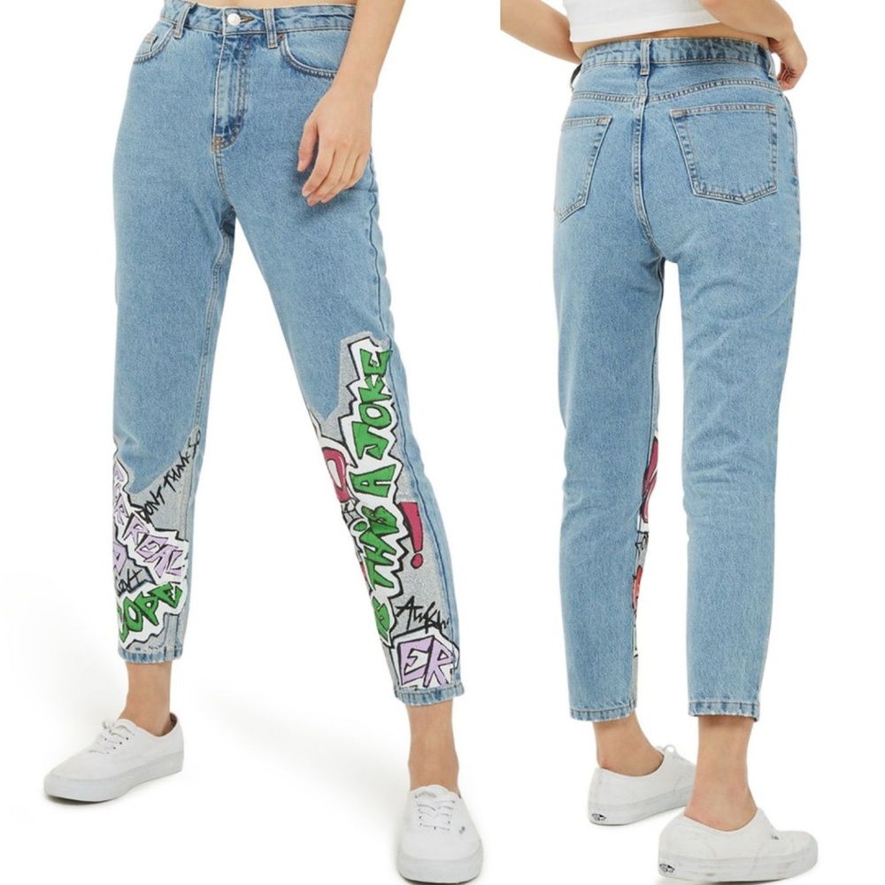 Glitter Graffiti Mom Jeans